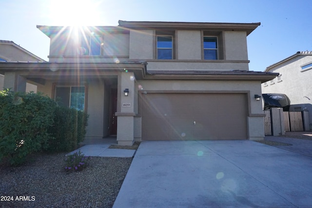 view of front of house with a garage