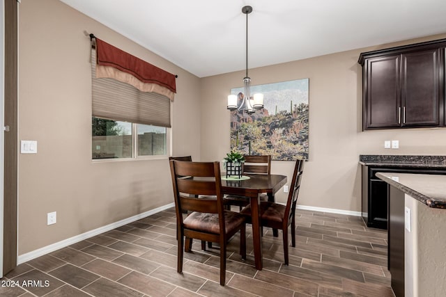 dining room featuring a chandelier