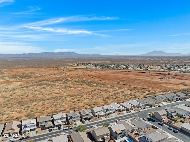 bird's eye view with a mountain view