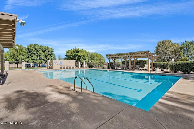 view of pool featuring a pergola and a patio area