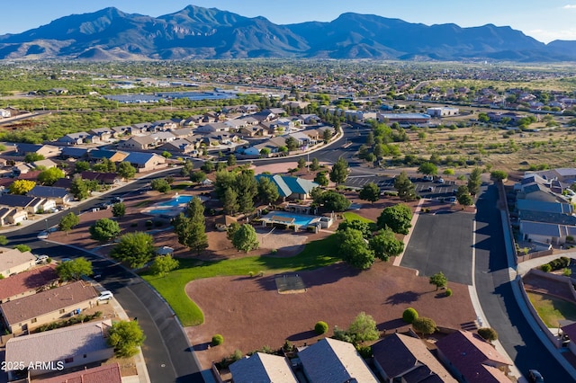 bird's eye view with a mountain view