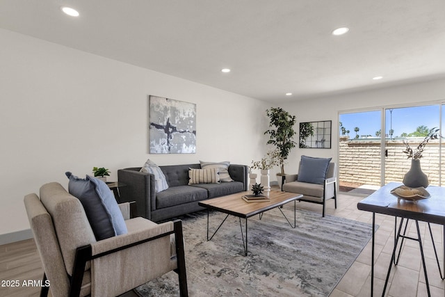 living area featuring recessed lighting