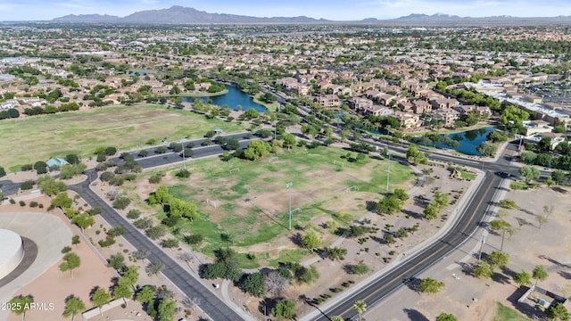 211 W New Dawn Dr, Chandler, AZ 85248 - aerial overview of property's location with a water and mountain view and nearby suburban area