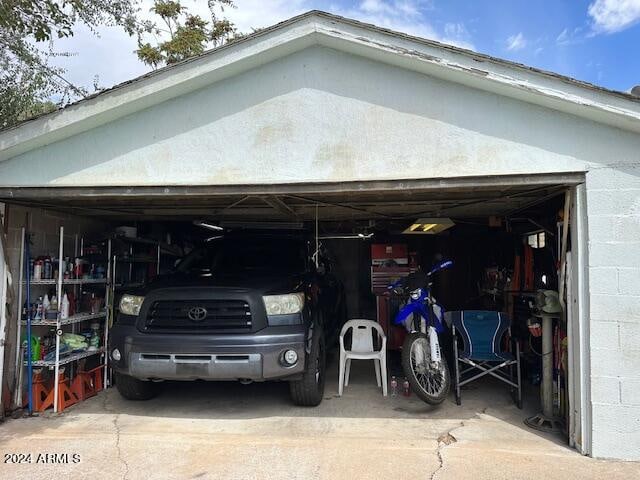 view of garage