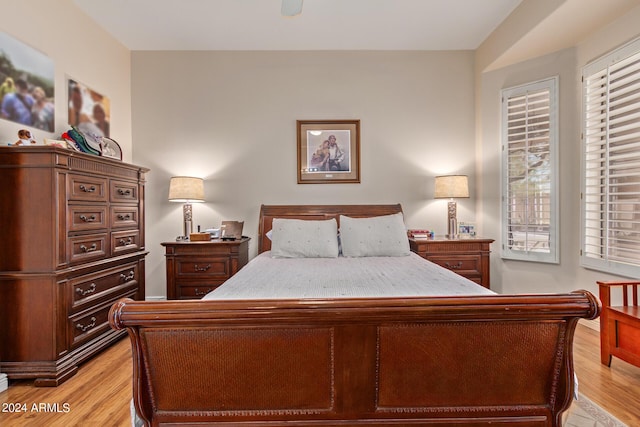 bedroom featuring light hardwood / wood-style flooring