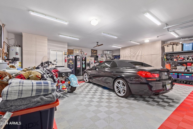 garage featuring electric water heater