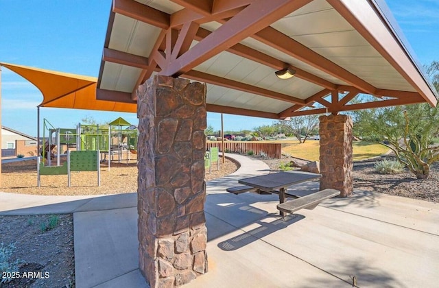 exterior space featuring playground community