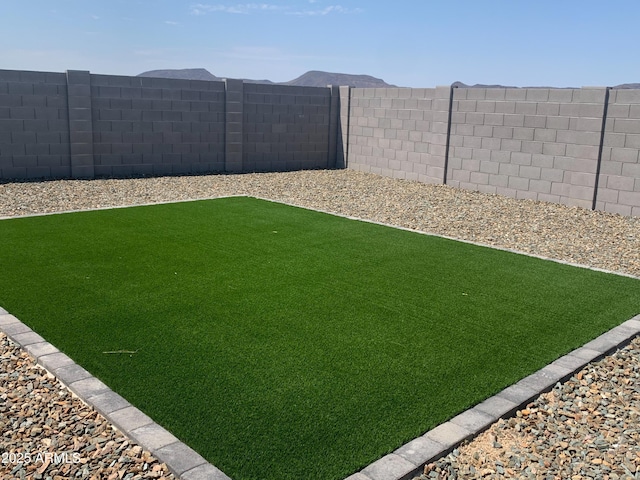 view of yard with a fenced backyard