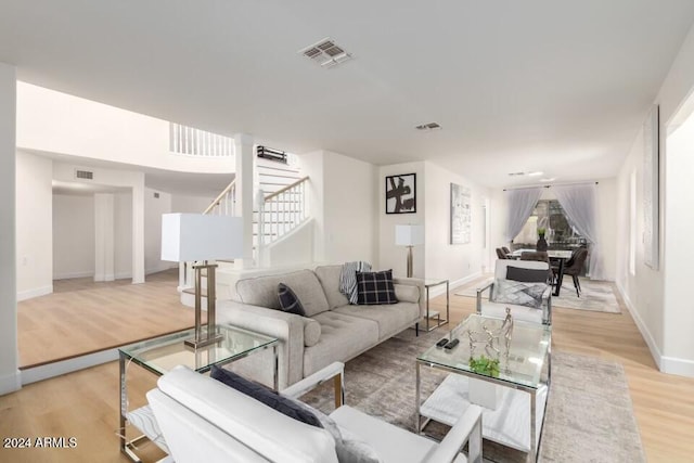 living room featuring light hardwood / wood-style flooring