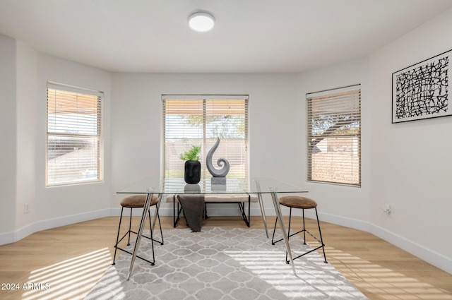 office with hardwood / wood-style floors and a wealth of natural light