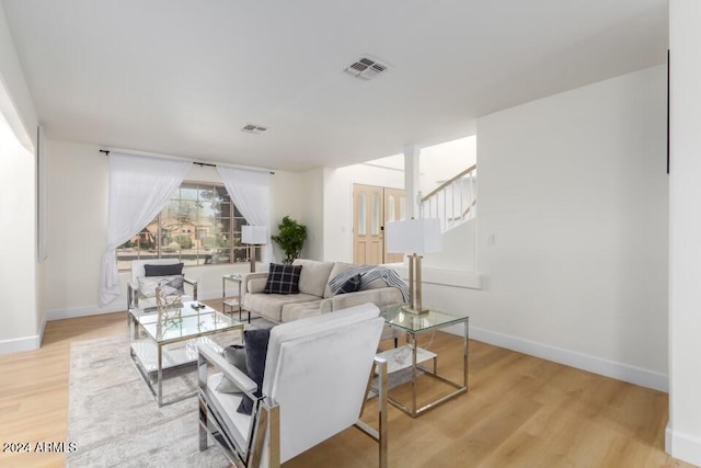 living room featuring light hardwood / wood-style flooring