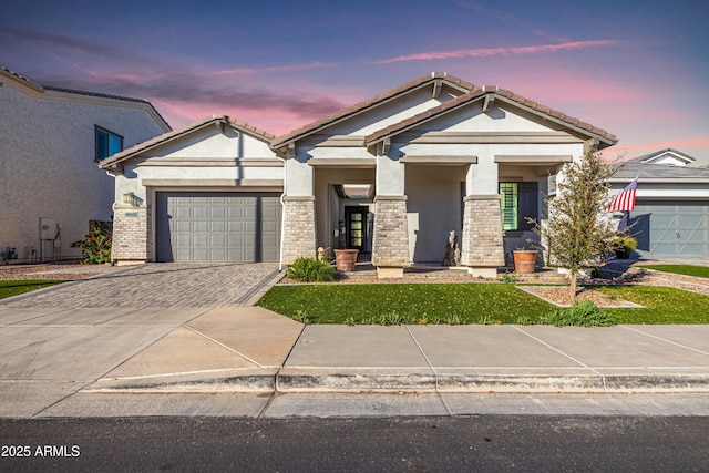 view of front of house with a garage