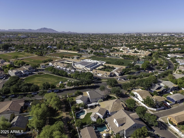 aerial view with a mountain view and a residential view
