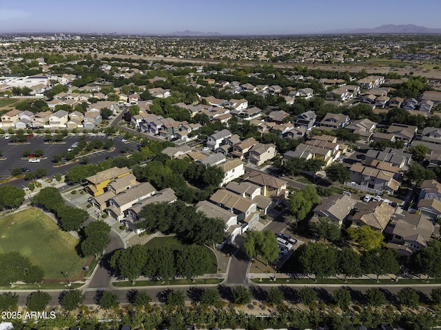 aerial view featuring a residential view and a mountain view
