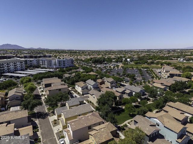 bird's eye view featuring a residential view and a mountain view