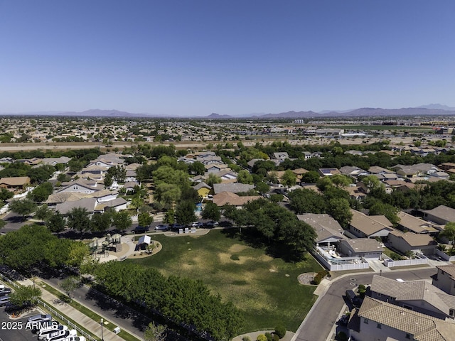 bird's eye view with a residential view and a mountain view