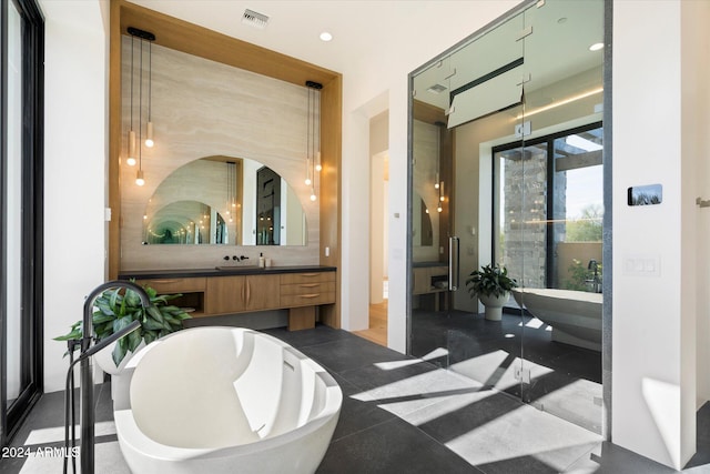 10249 E Joy Ranch Rd, Scottsdale, AZ 85262 - full bathroom featuring vanity, a soaking tub, and recessed lighting