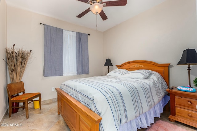 bedroom featuring ceiling fan