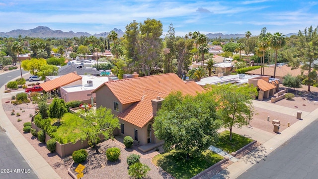 bird's eye view with a mountain view and a residential view