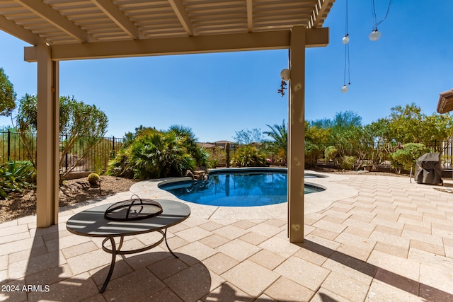 view of swimming pool featuring a patio