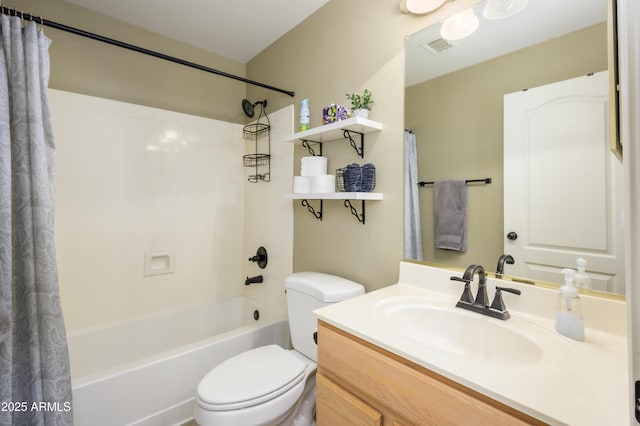 8331 E Plata Ave, Mesa, AZ 85212 - bathroom with visible vents, shower / bath combination with curtain, toilet, and vanity