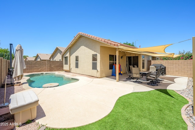 8331 E Plata Ave, Mesa, AZ 85212 - view of pool with a fenced in pool, a patio area, and a fenced backyard