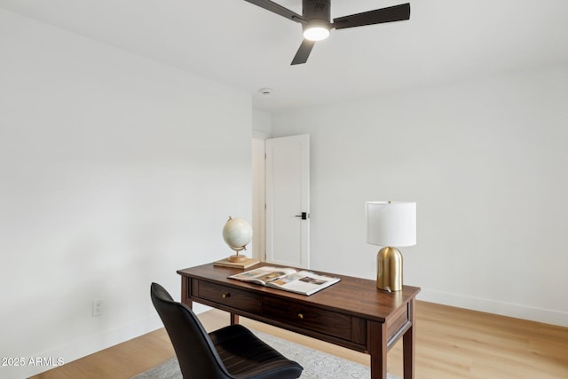 8403 E Fairmount Ave, Scottsdale, AZ 85251 - office featuring light wood-style floors, baseboards, and a ceiling fan