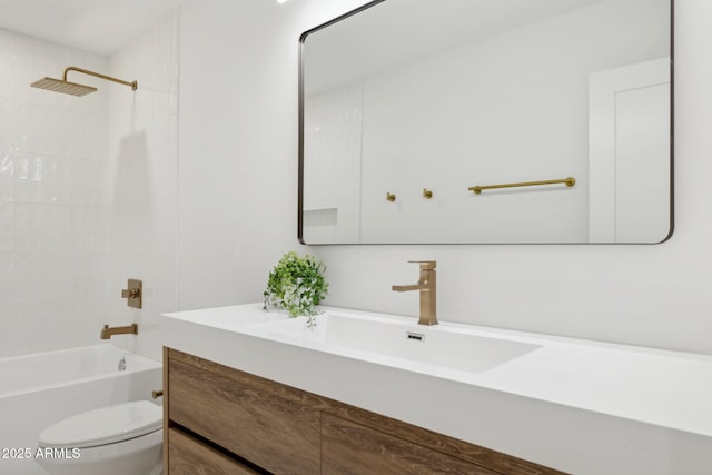8403 E Fairmount Ave, Scottsdale, AZ 85251 - bathroom with toilet, vanity, and shower / tub combination