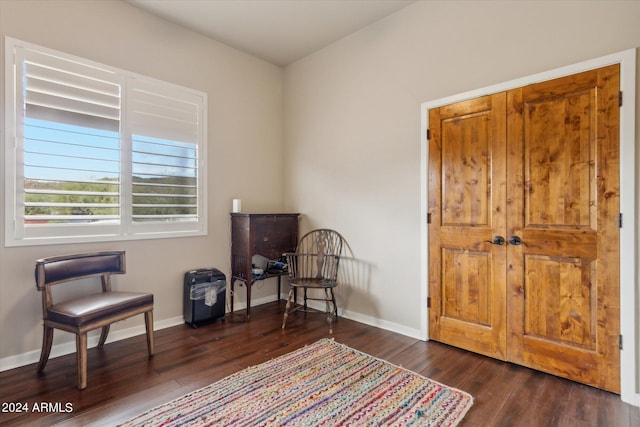 living area with dark wood-type flooring