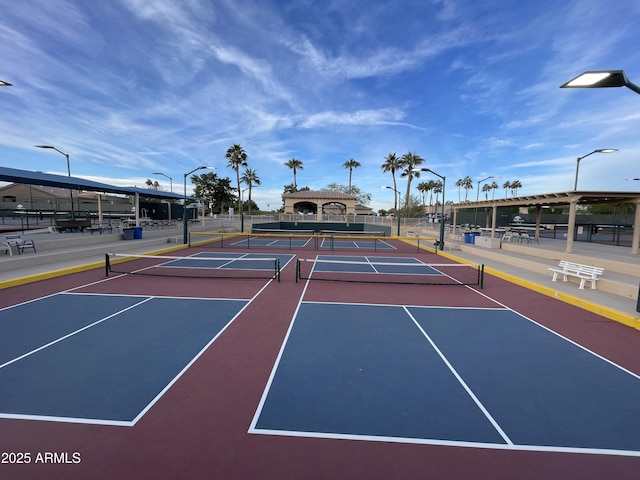 view of tennis court with basketball court