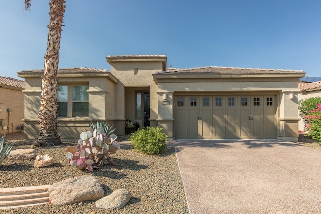 prairie-style home with a garage