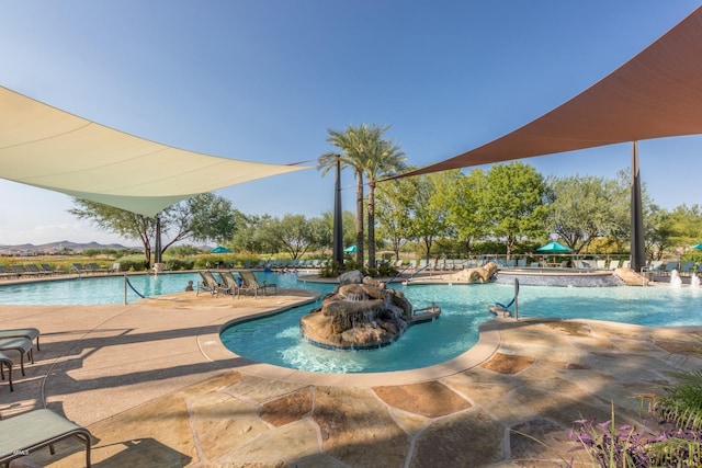 view of pool featuring a patio