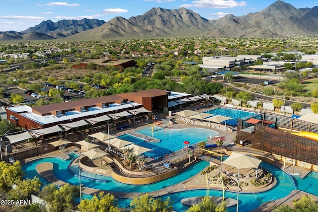 10239 E Salt Bush Dr, Scottsdale, AZ 85255 - drone / aerial view featuring a mountain view