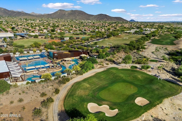 10239 E Salt Bush Dr, Scottsdale, AZ 85255 - drone / aerial view with view of golf course, a residential view, and a mountain view
