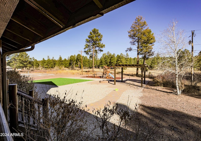 view of yard with a playground