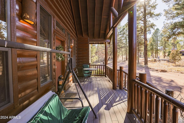 wooden deck with covered porch