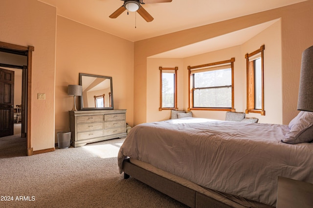 bedroom featuring carpet and ceiling fan