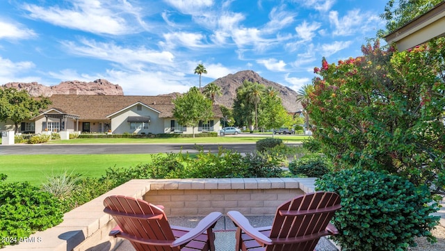 exterior space featuring a mountain view