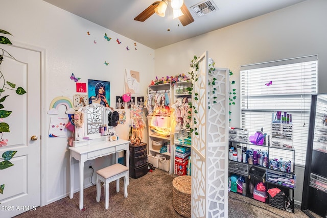 6328 W Fawn Dr, Laveen, AZ 85339 - interior space featuring ceiling fan, visible vents, and carpet