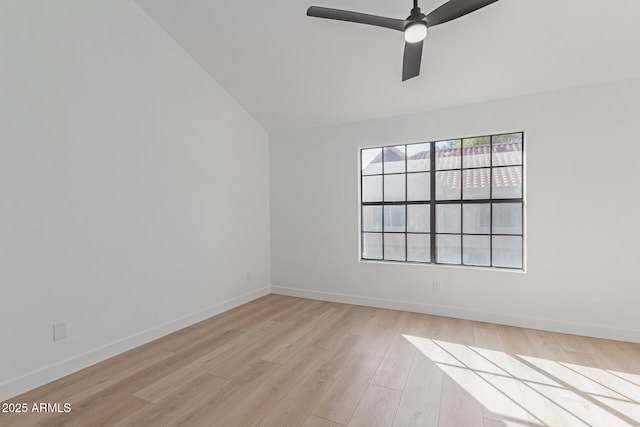 spare room with ceiling fan and light hardwood / wood-style floors