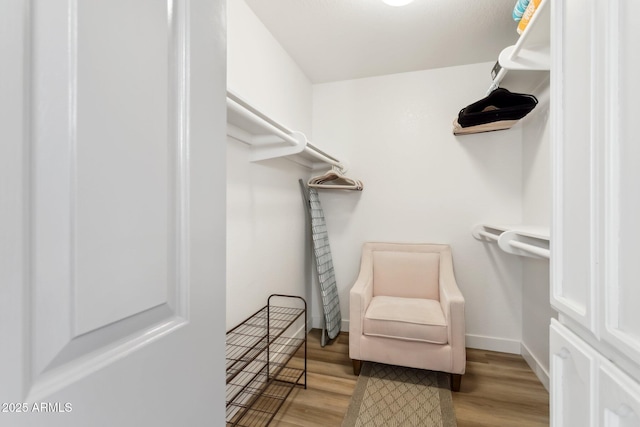 spacious closet with light hardwood / wood-style floors