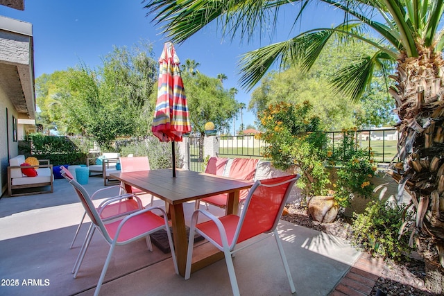 view of patio / terrace featuring an outdoor living space