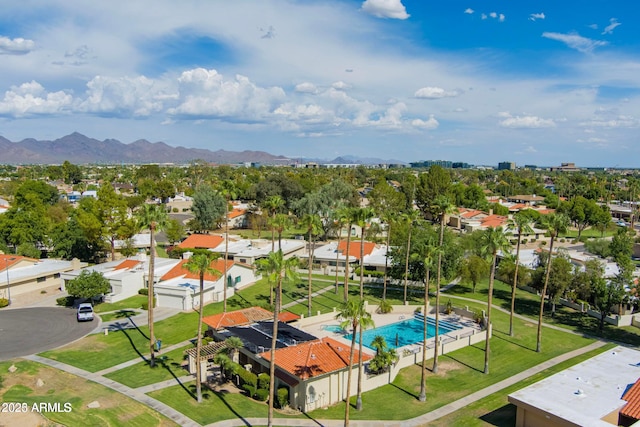 bird's eye view featuring a mountain view