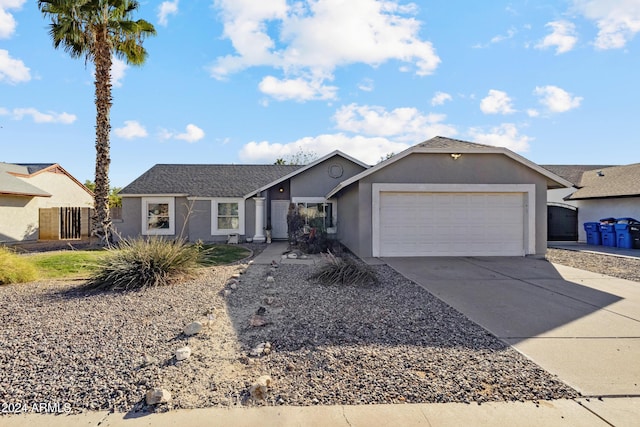 single story home with a garage