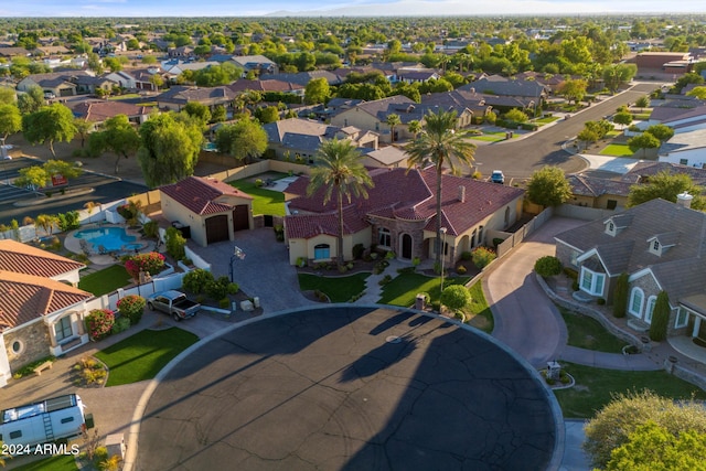 birds eye view of property with a residential view