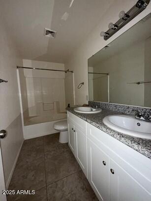 990 E Desert Rose Trl, San Tan Valley, AZ 85143 - bathroom featuring bathtub / shower combination, double vanity, and tile patterned flooring