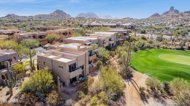 aerial view with a residential view and a mountain view