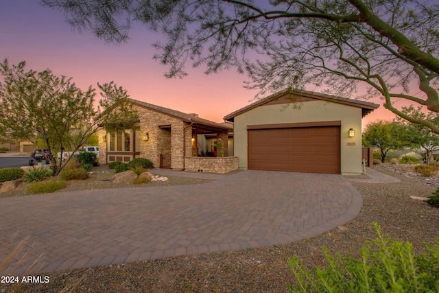 view of front of house with a garage