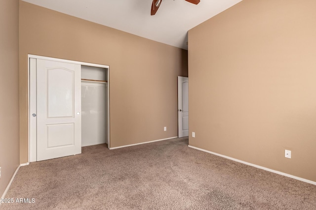 41804 W Carlisle Ln, Maricopa, AZ 85138 - unfurnished bedroom with carpet floors, a closet, baseboards, and a ceiling fan