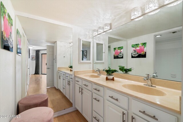 bathroom featuring wood-type flooring and vanity